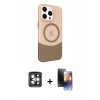 MARSİLYAN™- iPhone 15 Pro Max Kılıf Çekirdek Asil Özel Seri - Siyah 3D Antistatik Mat Seramik Nano Ekran Koruyucu + PVD Metal Kamera Lens - GI