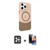 MARSİLYAN™- iPhone 15 Pro Max Kılıf Çekirdek Asil Özel Seri - Siyah 3D Antistatik Mat Seramik Nano Ekran Koruyucu + PVD Metal Kamera Lens - SH