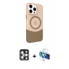 MARSİLYAN™- iPhone 15 Pro Max Kılıf Çekirdek Asil Özel Seri - Siyah 3D Antistatik Seramik Nano Ekran Koruyucu + PVD Metal Kamera Lens - LT