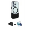 MARSİLYAN™- iPhone 15 Pro Max Kılıf Çekirdek Asil Özel Seri - Siyah 3D Antistatik Seramik Nano Ekran Koruyucu + Raze Metal Kamera Lens - SH