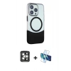 MARSİLYAN™- iPhone 15 Pro Max Kılıf Çekirdek Asil Özel Seri - Siyah 3D Antistatik Seramik Nano Ekran Koruyucu + PVD Metal Kamera Lens - GI