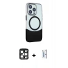 MARSİLYAN™- iPhone 15 Pro Max Kılıf Çekirdek Asil Özel Seri - Siyah Bilvis 0.18mm Plus Cam Ekran Koruyucu + PVD Metal Kamera Lens - LT