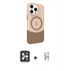 MARSİLYAN™- iPhone 15 Pro Max Kılıf Çekirdek Asil Özel Seri - Siyah Bilvis 0.18mm Plus Cam Ekran Koruyucu + PVD Metal Kamera Lens - SH