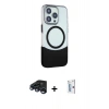 MARSİLYAN™- iPhone 15 Pro Max Kılıf Çekirdek Asil Özel Seri - Siyah Bilvis 0.18mm Plus Cam Ekran Koruyucu + Raze Metal Kamera Lens - LT