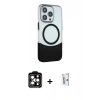 MARSİLYAN™- iPhone 15 Pro Max Kılıf Çekirdek Asil Özel Seri - Siyah Bilvis 0.18mm Plus Cam Ekran Koruyucu + Turuncu PVD Metal Kamera Lens