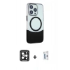 MARSİLYAN™- iPhone 15 Pro Max Kılıf Çekirdek Asil Özel Seri - Siyah Bilvis 0.18mm Plus Cam Ekran Koruyucu + PVD Metal Kamera Lens - SH