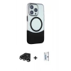 MARSİLYAN™- iPhone 15 Pro Max Kılıf Çekirdek Asil Özel Seri - Siyah Bilvis 0.18mm Plus Cam Ekran Koruyucu + Raze Metal Kamera Lens - TMGI