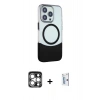 MARSİLYAN™- iPhone 15 Pro Max Kılıf Çekirdek Asil Özel Seri - Siyah Bilvis 0.18mm Plus Cam Ekran Koruyucu + PVD Metal Kamera Lens - GS