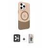 MARSİLYAN™- iPhone 15 Pro Max Kılıf Çekirdek Asil Özel Seri - Siyah Bilvis 3D Cam Ekran Koruyucu + PVD Metal Kamera Lens - SH