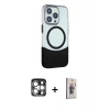 MARSİLYAN™- iPhone 15 Pro Max Kılıf Çekirdek Asil Özel Seri - Siyah Bilvis 3D Cam Ekran Koruyucu + PVD Metal Kamera Lens - GS