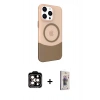 MARSİLYAN™- iPhone 15 Pro Max Kılıf Çekirdek Asil Özel Seri - Siyah Bilvis 3D Cam Ekran Koruyucu + PVD Metal Kamera Lens - TU