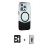 MARSİLYAN™- iPhone 15 Pro Max Kılıf Çekirdek Asil Özel Seri - Siyah Bilvis 3D Cam Ekran Koruyucu + PVD Metal Kamera Lens - SH