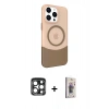 MARSİLYAN™- iPhone 15 Pro Max Kılıf Çekirdek Asil Özel Seri - Siyah Bilvis 3D Cam Ekran Koruyucu + PVD Metal Kamera Lens - LT