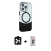 MARSİLYAN™- iPhone 15 Pro Max Kılıf Çekirdek Asil Özel Seri - Siyah Bilvis 3D Cam Ekran Koruyucu + PVD Metal Kamera Lens - TU