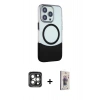 MARSİLYAN™- iPhone 15 Pro Max Kılıf Çekirdek Asil Özel Seri - Siyah Bilvis 3D Cam Ekran Koruyucu + PVD Metal Kamera Lens - GI