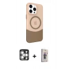 MARSİLYAN™- iPhone 15 Pro Max Kılıf Çekirdek Asil Özel Seri - Siyah Bilvis 3D Cam Ekran Koruyucu + PVD Metal Kamera Lens - GS