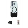 MARSİLYAN™- iPhone 15 Pro Max Kılıf Çekirdek Asil Özel Seri - Siyah Bilvis 3D Cam Ekran Koruyucu + Raze Metal Kamera Lens - TMGI