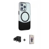 MARSİLYAN™- iPhone 15 Pro Max Kılıf Çekirdek Asil Özel Seri - Siyah Bilvis 3D Cam Ekran Koruyucu + Raze Metal Kamera Lens - SH