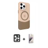 MARSİLYAN™- iPhone 15 Pro Max Kılıf Çekirdek Asil Özel Seri - Siyah Bilvis 3D Mat Cam Ekran Koruyucu + PVD Metal Kamera Lens - LT