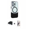 MARSİLYAN™- iPhone 15 Pro Max Kılıf Çekirdek Asil Özel Seri - Siyah Bilvis 3D Mat Cam Ekran Koruyucu + Raze Metal Kamera Lens - LT