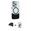 MARSİLYAN™- iPhone 15 Pro Max Kılıf Çekirdek Asil Özel Seri - Siyah Bilvis 3D Mat Cam Ekran Koruyucu + Raze Metal Kamera Lens - GS
