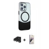 MARSİLYAN™- iPhone 15 Pro Max Kılıf Çekirdek Asil Özel Seri - Siyah Bilvis 3D Mat Cam Ekran Koruyucu + Raze Metal Kamera Lens - TMGI