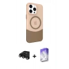 MARSİLYAN™- iPhone 15 Pro Max Kılıf Çekirdek Asil Özel Seri - Siyah Bilvis 5in1 3D Magic Cam Ekran Koruyucu + Siyah Raze Metal Kamera Lens