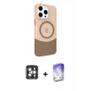 MARSİLYAN™- iPhone 15 Pro Max Kılıf Çekirdek Asil Özel Seri - Siyah Bilvis 5in1 3D Magic Cam Ekran Koruyucu + PVD Metal Kamera Lens - GI