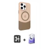 MARSİLYAN™- iPhone 15 Pro Max Kılıf Çekirdek Asil Özel Seri - Siyah Bilvis 5in1 5D Magic Hayalet Cam Ekran Koruyucu + PVD Metal Kamera Lens - GI