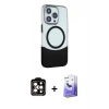 MARSİLYAN™- iPhone 15 Pro Max Kılıf Çekirdek Asil Özel Seri - Siyah Bilvis 5in1 5D Magic Hayalet Cam Ekran Koruyucu + PVD Metal Kamera Lens - TU