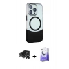 MARSİLYAN™- iPhone 15 Pro Max Kılıf Çekirdek Asil Özel Seri - Siyah Bilvis 5in1 5D Magic Hayalet Cam Ekran Koruyucu + Raze Metal Kamera Lens - GS