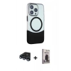 MARSİLYAN™- iPhone 15 Pro Max Kılıf Çekirdek Asil Özel Seri - Siyah Bilvis Hayalet Cam Ekran Koruyucu + Raze Metal Kamera Lens - LT