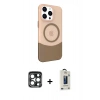 MARSİLYAN™- iPhone 15 Pro Max Kılıf Çekirdek Asil Özel Seri - Siyah Bilvis Hayalet Cam Ekran Koruyucu + PVD Metal Kamera Lens - LT