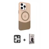MARSİLYAN™- iPhone 15 Pro Max Kılıf Çekirdek Asil Özel Seri - Siyah Bilvis Hayalet Cam Ekran Koruyucu + PVD Metal Kamera Lens - GS