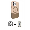 MARSİLYAN™- iPhone 15 Pro Max Kılıf Çekirdek Asil Özel Seri - Siyah Bilvis Hayalet Cam Ekran Koruyucu + PVD Metal Kamera Lens - GS