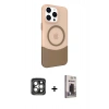 MARSİLYAN™- iPhone 15 Pro Max Kılıf Çekirdek Asil Özel Seri - Siyah Bilvis Hayalet Cam Ekran Koruyucu + PVD Metal Kamera Lens - GI