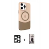 MARSİLYAN™- iPhone 15 Pro Max Kılıf Çekirdek Asil Özel Seri - Siyah Bilvis Hayalet Cam Ekran Koruyucu + PVD Metal Kamera Lens - LT