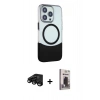 MARSİLYAN™- iPhone 15 Pro Max Kılıf Çekirdek Asil Özel Seri - Siyah Bilvis Hayalet Cam Ekran Koruyucu + Raze Metal Kamera Lens - SH