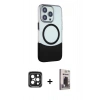 MARSİLYAN™- iPhone 15 Pro Max Kılıf Çekirdek Asil Özel Seri - Siyah Bilvis Hayalet Cam Ekran Koruyucu + Siyah PVD Metal Kamera Lens