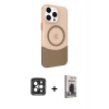 MARSİLYAN™- iPhone 15 Pro Max Kılıf Çekirdek Asil Özel Seri - Siyah Bilvis Hayalet Cam Ekran Koruyucu + Siyah PVD Metal Kamera Lens