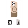MARSİLYAN™- iPhone 15 Pro Max Kılıf Çekirdek Asil Özel Seri - Siyah Bilvis Hayalet Cam Ekran Koruyucu + PVD Metal Kamera Lens - TU
