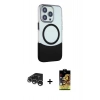 MARSİLYAN™- iPhone 15 Pro Max Kılıf Çekirdek Asil Özel Seri - Siyah Buffer Cam Ekran Koruyucu + Raze Metal Kamera Lens - GS