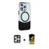 MARSİLYAN™- iPhone 15 Pro Max Kılıf Çekirdek Asil Özel Seri - Siyah Buffer Cam Ekran Koruyucu + PVD Metal Kamera Lens - LT