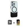 MARSİLYAN™- iPhone 15 Pro Max Kılıf Çekirdek Asil Özel Seri - Siyah Buffer Cam Ekran Koruyucu + PVD Metal Kamera Lens - SH