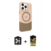 MARSİLYAN™- iPhone 15 Pro Max Kılıf Çekirdek Asil Özel Seri - Siyah Buffer Cam Ekran Koruyucu + PVD Metal Kamera Lens - TU