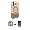 MARSİLYAN™- iPhone 15 Pro Max Kılıf Çekirdek Asil Özel Seri - Siyah Buffer Hayalet Cam Ekran Koruyucu + PVD Metal Kamera Lens - GS