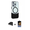 MARSİLYAN™- iPhone 15 Pro Max Kılıf Çekirdek Asil Özel Seri - Siyah Buffer Hayalet Cam Ekran Koruyucu + Raze Metal Kamera Lens - GS