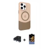 MARSİLYAN™- iPhone 15 Pro Max Kılıf Çekirdek Asil Özel Seri - Siyah Buffer Hayalet Cam Ekran Koruyucu + Lacivert Raze Metal Kamera Lens