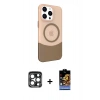 MARSİLYAN™- iPhone 15 Pro Max Kılıf Çekirdek Asil Özel Seri - Siyah Buffer Hayalet Cam Ekran Koruyucu + PVD Metal Kamera Lens - LT