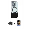 MARSİLYAN™- iPhone 15 Pro Max Kılıf Çekirdek Asil Özel Seri - Siyah Buffer Hayalet Cam Ekran Koruyucu + Raze Metal Kamera Lens - TMGI